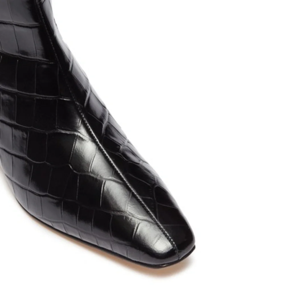 NEW LoQ Matea Crocodile Embossed Leather Ankle Boots Sz. 36 (US 5.5)